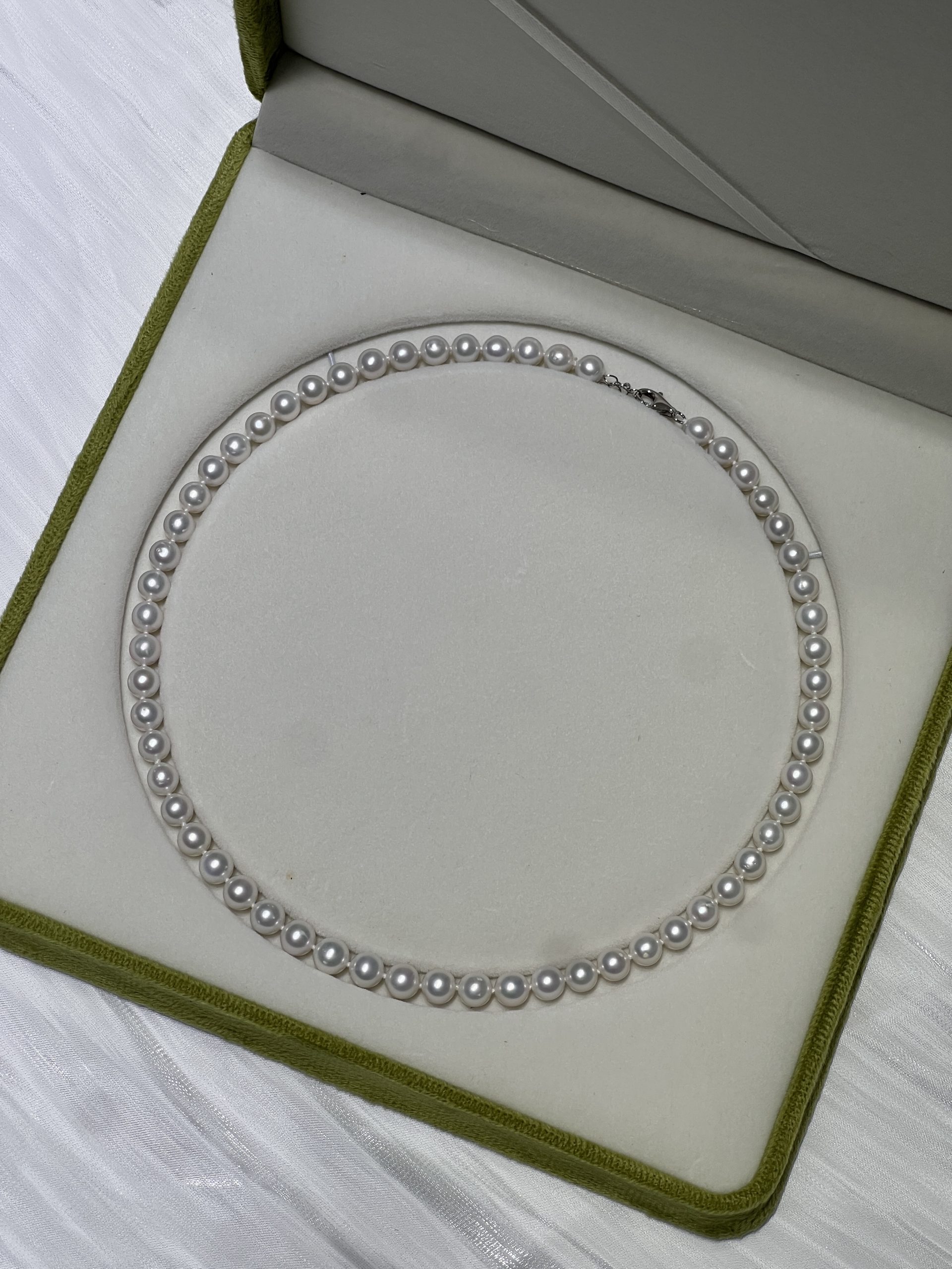 Natural Freshwater Pearl Necklace 7-8mm Edison Pearl 18 Inches S925 Pure Silver Buckle Adjustable Tail Chain Gift Box Certificate