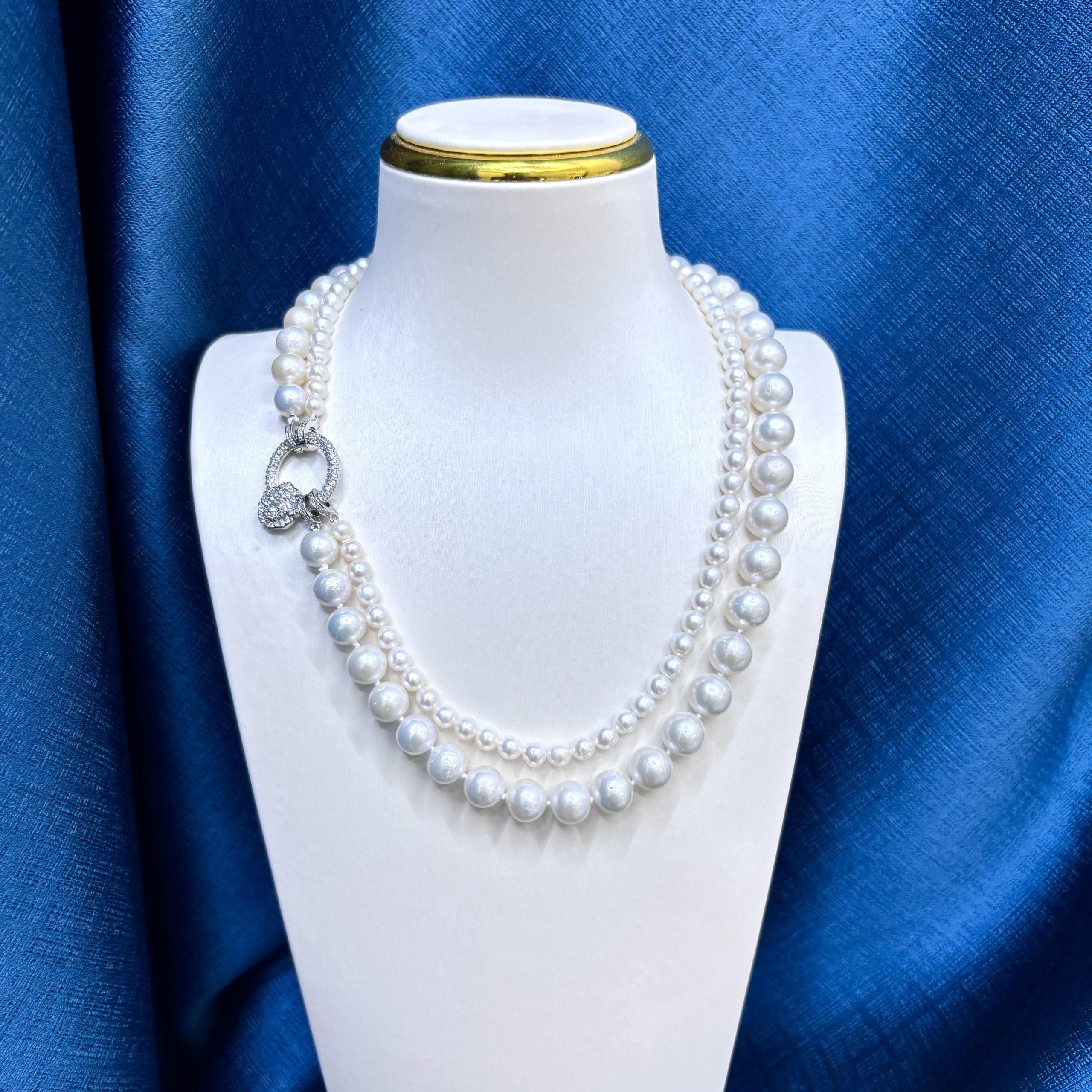 Natural freshwater pearl necklace, double-layer necklace, sweater chain S925 pure silver buckle, 18 inches 5-6mm and 9-11mm hot selling, classic and versatile